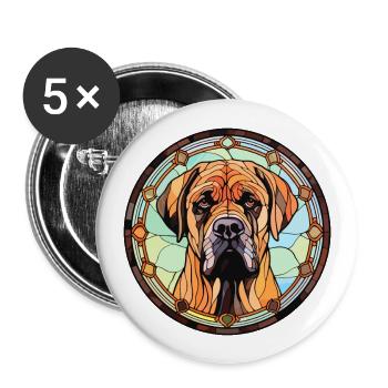 Boerboel chien race vitrail coloré Watercol - Lot de 5 grands badges (56 mm) - blanc - Devant