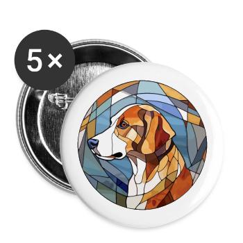 Braque Auvergne Hunderasse Buntglas Bunt W - Buttons groß 56 mm (5er Pack) - Weiß - Vorne