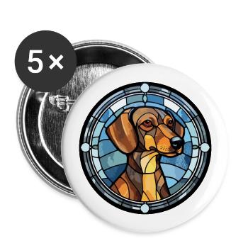 Braque Francais chien race vitrail coloré W - Lot de 5 grands badges (56 mm) - blanc - Devant