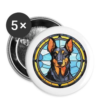 Beauceron Hunderasse Buntes Glas Buntes Wasserco - Buttons groß 56 mm (5er Pack) - Weiß - Vorne