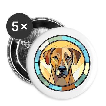 Black Mouth Cur Dog Breed Stained Glass Colorful W - Buttons large 2.2''/56 mm (5-pack) - white - Front