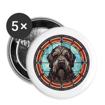 Terrier russe noir chien race vitrail Colo - Lot de 5 grands badges (56 mm) - blanc - Devant