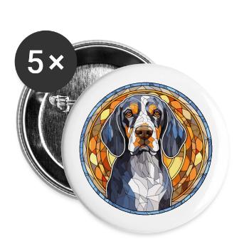 Bluetick Coonhound Dog Breed Stained Glass Colorfu - Buttons large 2.2''/56 mm (5-pack) - white - Front
