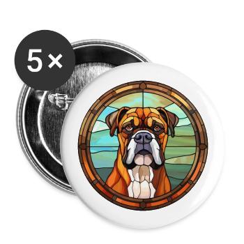 Bull Boxer Hund Rasse Buntes Glas Buntes Wasser - Buttons groß 56 mm (5er Pack) - Weiß - Vorne