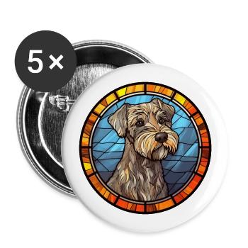 Cesky Terrier Hunderasse Buntes Glas Wat - Buttons groß 56 mm (5er Pack) - Weiß - Vorne