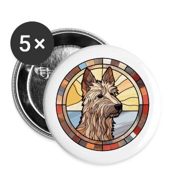 Berger Picard Hunderasse Buntes Glas Wat - Buttons groß 56 mm (5er Pack) - Weiß - Vorne