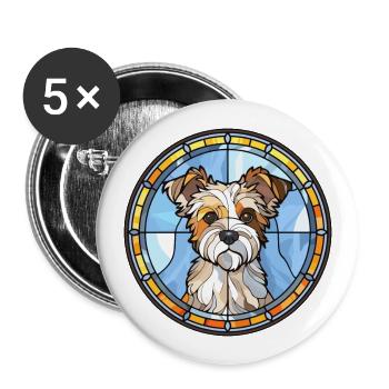 Biewer Terrier Dog Breed Stained Glass Colorful Wa - Buttons large 2.2''/56 mm (5-pack) - white - Front