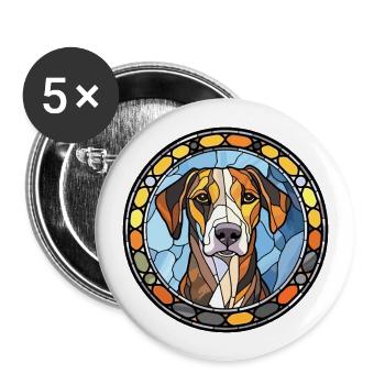 Catahoula Cur chien race vitrail coloré Wat - Lot de 5 grands badges (56 mm) - blanc - Devant