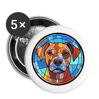 Bully Kutta Dog Breed Stained Glass Colorful Water - Buttons large 2.2''/56 mm (5-pack) - white - Front