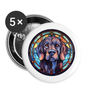 Cierny Sery Dog Breed Stained Glass Colorful Water - Buttons large 2.2''/56 mm (5-pack) - white - Front