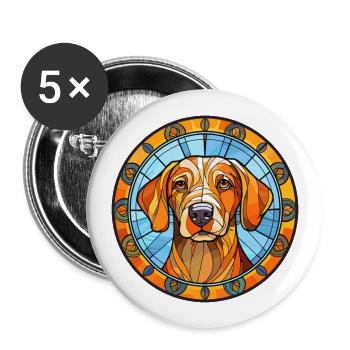 Danois suédois chien chien race vitrail Col - Lot de 5 grands badges (56 mm) - blanc - Devant