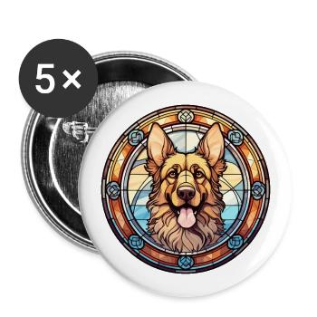 Drentse Patrijshond chien race vitrail Colorf - Lot de 5 grands badges (56 mm) - blanc - Devant