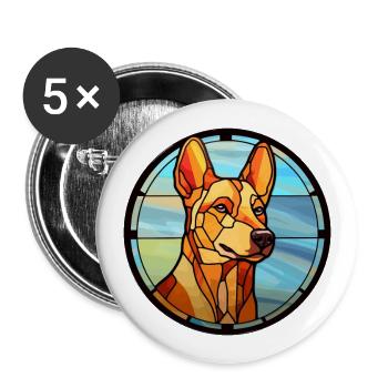 Tchécoslovaque Vlcak chien race vitrail Colo - Lot de 5 grands badges (56 mm) - blanc - Devant