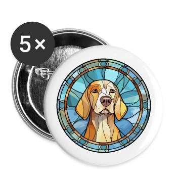 Dunker chien race vitrail aquarelle colorée - Lot de 5 grands badges (56 mm) - blanc - Devant