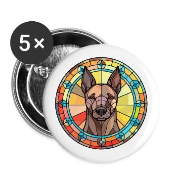 Dutch Shepherd Dog Breed Stained Glass Colorful Wa - Buttons large 2.2''/56 mm (5-pack) - white - Front