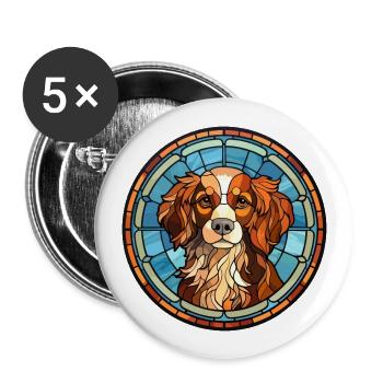 Chien race vitrail aquarelle colorée - Lot de 5 grands badges (56 mm) - blanc - Devant