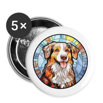 English Shepherd Dog Breed Stained Glass Colorful - Buttons large 2.2''/56 mm (5-pack) - white - Front