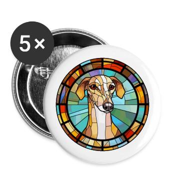Galgo Español Hunderasse Buntes Glas Bunt Wat - Buttons groß 56 mm (5er Pack) - Weiß - Vorne