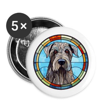 Giant Schnauzer Dog Breed Stained Glass Colorful W - Buttons large 2.2''/56 mm (5-pack) - white - Front