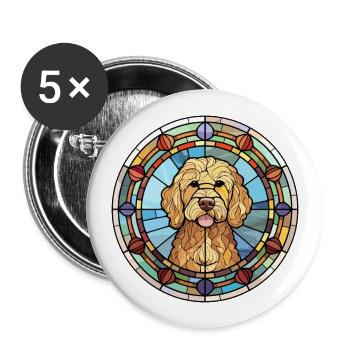 Goldendoodle Dog Breed Stained Glass Colorful Wate - Buttons large 2.2''/56 mm (5-pack) - white - Front