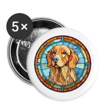 Hovawart Dog Breed Stained Glass Colorful Watercol - Buttons large 2.2''/56 mm (5-pack) - white - Front