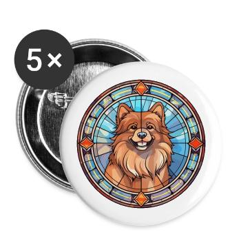 Eurasier Dog Breed Stained Glass Colorful Watercol - Buttons large 2.2''/56 mm (5-pack) - white - Front