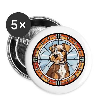 Chien de chasse allemand Terrier race vitrail Col - Lot de 5 grands badges (56 mm) - blanc - Devant