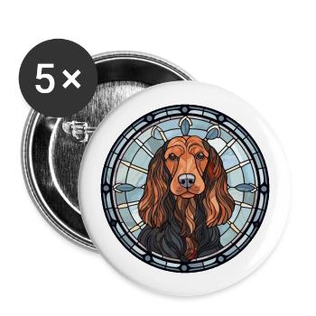 Gordon Setter chien race vitrail coloré Wat - Lot de 5 grands badges (56 mm) - blanc - Devant