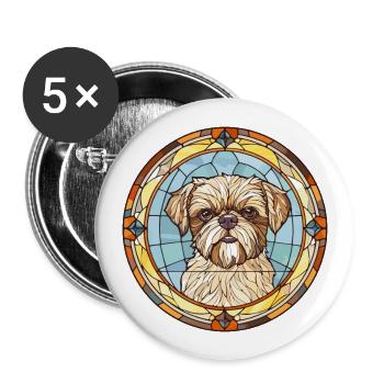 Griffon Bruxellois Hunderasse Buntglas Colorfu - Buttons groß 56 mm (5er Pack) - Weiß - Vorne