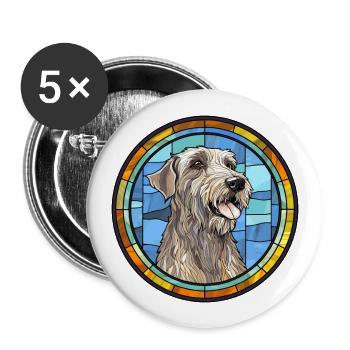 Irischer Wolfshund Hunderasse Buntes Glas Buntes W - Buttons groß 56 mm (5er Pack) - Weiß - Vorne