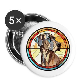 Great Dane Dog Breed Stained Glass Colorful Waterc - Buttons large 2.2''/56 mm (5-pack) - white - Front