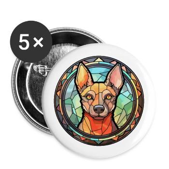 Hygenhund chien race vitrail coloré Waterco - Lot de 5 grands badges (56 mm) - blanc - Devant