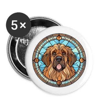Leonberger Dog Breed Stained Glass Colorful Waterc - Buttons large 2.2''/56 mm (5-pack) - white - Front