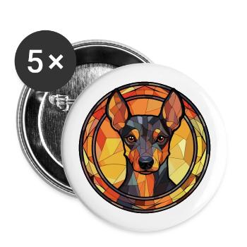 Manchester Terrier chien race vitrail Colorfu - Lot de 5 grands badges (56 mm) - blanc - Devant