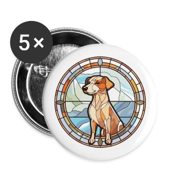 Italien Volpino chien race vitrail coloré W - Lot de 5 grands badges (56 mm) - blanc - Devant