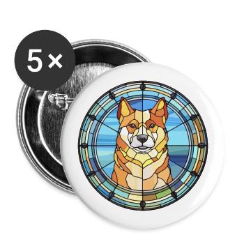 Jindo Dog Breed Stained Glass Colorful Watercolor - Buttons large 2.2''/56 mm (5-pack) - white - Front
