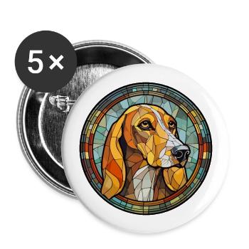 Latvian Hound Dog Breed Stained Glass Colorful Wat - Buttons large 2.2''/56 mm (5-pack) - white - Front