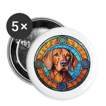 Kromfohrlander Dog Breed Stained Glass Colorful Wa - Buttons large 2.2''/56 mm (5-pack) - white - Front