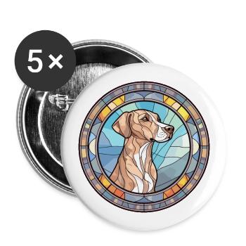 Montagne Cur chien race vitrail coloré Wate - Lot de 5 grands badges (56 mm) - blanc - Devant