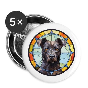 Patterdale Terrier Dog Breed Stained Glass Colorfu - Buttons large 2.2''/56 mm (5-pack) - white - Front