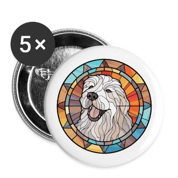 Polish Sheepdog Dog Breed Stained Glass Colo - Buttons large 2.2''/56 mm (5-pack) - white - Front