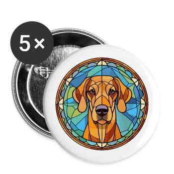 Rhodesian Ridgeback chien race vitrail Colorf - Lot de 5 grands badges (56 mm) - blanc - Devant