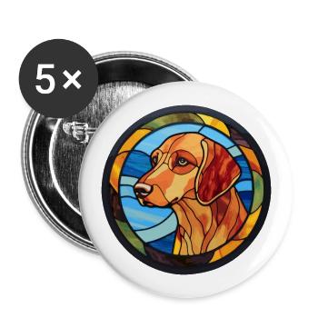 New Zealand Huntaway Dog Breed Stained Glass Color - Buttons large 2.2''/56 mm (5-pack) - white - Front