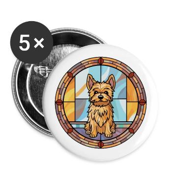 Norwich Terrier Dog Breed Stained Glass Colorful W - Buttons large 2.2''/56 mm (5-pack) - white - Front