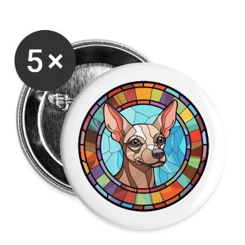 Peruvian Hairless Dog Breed Stained Glass Colorful - Buttons large 2.2''/56 mm (5-pack) - white - Front