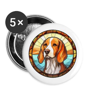 Poitevin Hound Dog Breed Stained Glass Colorful Wa - Buttons large 2.2''/56 mm (5-pack) - white - Front
