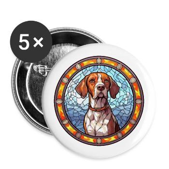 Pointer Dog Breed Stained Glass Colorful Watercolo - Buttons large 2.2''/56 mm (5-pack) - white - Front