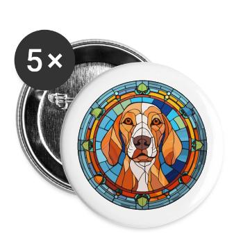 Rafeiro do Alentejo Hunderasse Buntglas Colorf - Buttons groß 56 mm (5er Pack) - Weiß - Vorne
