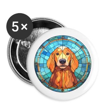 Saarlooswolfhond Hunderasse Buntglas Bunt - Buttons groß 56 mm (5er Pack) - Weiß - Vorne