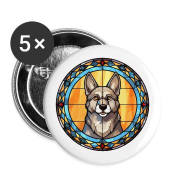 Norwegian Elkhound Dog Breed Stained Glass Colorfu - Buttons large 2.2''/56 mm (5-pack) - white - Front